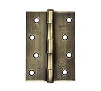 Antique Brass Button Tip Butt Hinge 100mm CE7 Fire Rated (1 Pair)