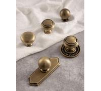 Antique Brass Cabinet Handles with Backplate Solid Bronze Vintage Wardrobe Pulls Kitchen Cupboard Door Knobs Furniture Handle(Accessory 2)