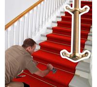 Antique Brass Carpet Rod with Holder Bracket, Customized Safety Stair Runner Rods Set of 16 15 14 12 10 5 3, for Concrete Wooden Steps(12 pcs,L 42in/107cm)