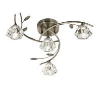 Antique Brass Ceiling Flush Light With Clear Glass Shade