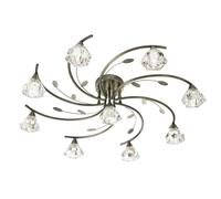 Antique Brass Ceiling Flush Light With Clear Glass Shade