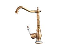 Antique Brass Ceramic Handle Basin Faucet Hot and Cold Rotatable Mixer Tap for Vintage Bathroom Kitchen，Antique 1 Tall