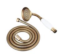 Antique Brass & Ceramics Telephone Hand Held Shower Head & 1.5 m Hose Shower Set Nhh113