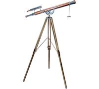 Antique Brass chorme/Chopper Finish Telescope with Double Barrel Maritime Navy Adjustable Floor Standing Tripod Stand Natural Wooden telescpoic
