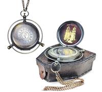 Antique Brass Compass Alethiometer Unique Design with Nautical Decor Leather Case-Adventure Travel Gift for Cult Movie Lover,Christmas Compass Gift,Baptism Keepsake,Wedding,Birthday & Anniversary