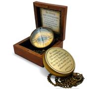 Antique Brass Compass in Wooden Box, Engraved Compass Gift for Men, Baptism Gift for Boys, First Holy Communion Gift, Confirmation Gift, Vintage Nautical Compass