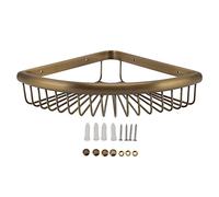 Antique Brass Corner Shower Caddy - 21cm Triangular Shelf Perforated Design for Family Bathroom & Hotel Toilets Space-Saving Storage Solution