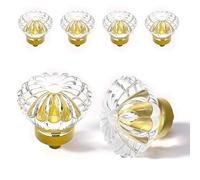 Antique Brass Crystal Cabinet Knobs Cabinets Knob, 4 Pack Flower Vintage Glass Clear Crystal Small Pull for Closet Dresser Drawers Cupboard Wardrobe, Retro Pulls Old Fashioned Drawer Gorgeous Handle