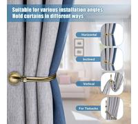 (Antique Brass) Curtain Hold Backs Pair Metal Curtains Plain Ball Holdbacks