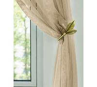 Antique Brass Curtain Holdbacks, Metal Olive Leaf Tiebacks Wall Mounted - Decorative Holders for Drapes & Curtains, Heavy Duty Pull Back Hooks