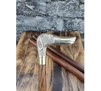 Antique Brass Dog Head Handle 37″ Handmade Wooden Walking Cane Stick - Vintage Victorian Style Solid Wood Gift Walking Stick with Brass Dog Head Knob