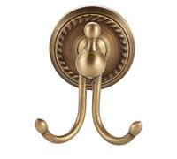 Antique Brass Double Towel Hook Wall-Mounted for Towels Coats Hats & Bags - Stylish Bathroom Accessories Brushed Finish 8.5 x 7 cm Perfect for Home Decor