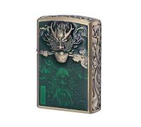 Antique Brass Dragon Lighter Shell, 3D Relief Design, Compatible Case for Zippo Style Lighters, Outer Case Only