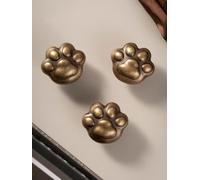 Antique Brass Drawer Knobs Dresser Drawers Knob Solid Round Handle Single Hole Cat's Paw Design Kitchen Cabinet Pull(Knob-39mm)