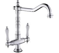 Antique Brass Dual Handle Kitchen FaucetTraditional Solid Brass Construction Classic Design for Elegant Interior Décor & Stylish Robinet Mitigeur.