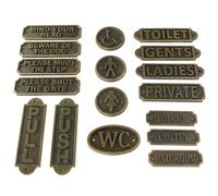 Antique Brass Finish Cast Iron Vintage Style Door Signs, Toilet, Private, Beware of the Dog, Push Pull, Gents, Ladies, Bathroom (Please Mind The Step Sign 150 x 45mm)