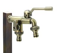 Antique Brass Finish Faucet Brass Double Outlet Garden Tap Double Garden Taps Outside Wall Mounted Garden Irrigation Fittings,Bronze