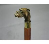 Antique Brass Finish Pit Bull Dog Model Wooden Walking Stick Foldable Rosewood Stick Unique Style Gift for Gentlemen