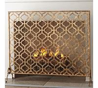 Antique Brass Fireplace Screen - Customizable Rectangular Fire Guard for Pets, Large Decorative Cover for Home Safety & Style, Perfect Fireplace Decor