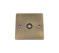 Antique Brass Flat TV/Ariel Socket 1 Gang Black Insert