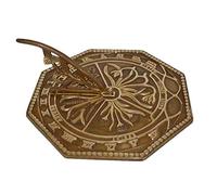 Antique Brass 'Flower' Hexagonal Sundial - 225mm