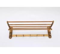 Antique Brass Folding Bathroom Towel Rack with Double Shelf & Hooks Space-Saving Bathroom Accessories for Organized Storage