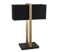 Antique Brass Framed Table Lamp & Rectangular Cotton Shade - Matt Black Base