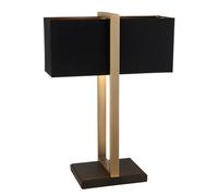 Antique Brass Framed Table Lamp & Rectangular Cotton Shade - Matt Black Base