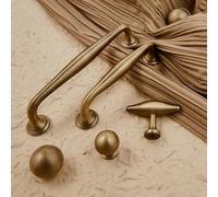 Antique Brass Furniture Handles and Knobs Bronze Wardrobe Pulls Cupboard Door Knob Retro Brass Kitchen Cabinets Hardware(25mm)
