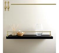 Antique Brass Gallery Rail Floating Shelf Kit 29" Modern Railing Rod with Spindles & Screws Adjustable Tipping Rails for 8 36" Shelves Stylish Home Decor Solution