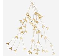 Antique Brass Gold Mistletoe Sprig, Rustic Metal Christmas Wedding Leaf White Pearl Decor, Metal Mistletoe Room Decoration