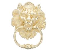 Antique Brass Golden Lion Head with Ring Pull Door Knocker | Victorian Inspired Brass Finish, Deep Sound, Simple Installation, Front Entry Decorative Pull