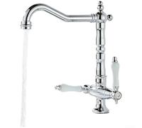 Antique Brass Hand Wheel Basin Mixer Tap Gold Retro Copper Construction with 360 Degree Swivel Aerated Water Flow Leak Proof Valve for Classic Bath(Silver)