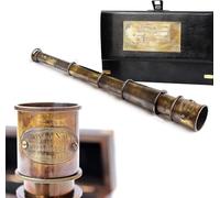 Antique Brass Handheld Telescope Wooden Box Royal Table Decor Vintage Collectible Marine Brass Portable Hiking Camping Outddoor Activities