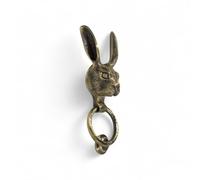 Antique Brass Hare Door Knocker Hammered Ring Animal Knockers Front Back Solid - AB Hardware
