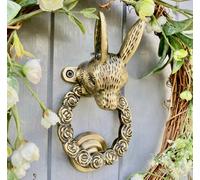 Antique Brass Hare Ring O Roses Door Knocker