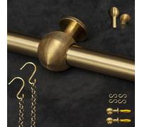 Antique Brass Heavy Duty Gallery Rod with Chains 80.7in Commercial Artwork Wall Hanging System Kit for Home Decor 205cm Ture Hanging Hardware