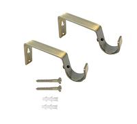 Antique Brass Heavy Duty Metal Curtain Pole Bracket Holder Strong Curtain Pole Rod Holder Support Wall Brackets Holders with Screws for Wall Home Bedroom Office Pack of 2 (28mm).