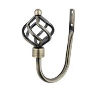 (Antique Brass, Holdbacks) A.Unique Home Twisted Metal Extendable Curtain Pole with Rings and Fittings, In a Variety of Colours and Sizes (25/28mm)