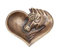 Antique Brass Horse Heart Dish - Small Bowl Tray Gift for Horse Lover, Horse Race Fans, Equestrian, Horse Racer Jumper, Farm, Ranch Country Themed Events - Jewelry Ring Keepsake Trinket Catchall