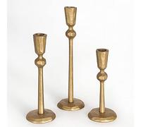 Antique Brass Iron Taper Candle Holder - Set of 3 Decorative Candle Stand, Candlestick Holder for Wedding, Dinning, Party