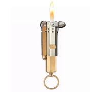 Antique brass kerosene lighter, trench lighter, handmade, vintage grinding wheel, with hanging buckle, refillable fuel, gift for men (kerosene not included)(Silver)