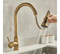 Antique Brass Kitchen Faucet, 360° Rotatable Pull-Out Sink Mixer Tap, Torneira Cozinha, High-Arc Kitchen Tap for Easy Use and SLE