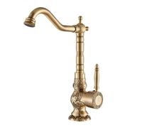 Antique Brass Kitchen Faucet - Deck Mount Single Handle Mixer Vintage Style Sink Tap Durable Brass Construction Retro Design Ideal for Home Renovation