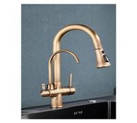 Antique Brass Kitchen Faucet, Deck-Mounted, Pull-Down Sprayer, 360° Rotation, 3 Water Modes, Water Mixing Sink Tap, Chrome Bathroom Faucet