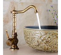 Antique Brass Kitchen Faucet, Swivel Spout Single Handle Mixer for Sink, Hot & Cold Water, Elegant Retro Design for Modern Homes