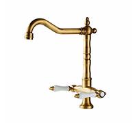 Antique Brass Kitchen Mixer Tap Black Finish Faucet with Double Cross Handles One Hole Sink Design Brass Perfect for Modern & Vintage Kitchens Elegant Style