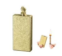 Antique brass knurled kerosene lighter, permanent match lighter, hand-embossed, pull-out ignition, suitable for collection/gift (kerosene not included)(Gold)