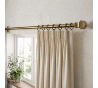 (Antique Brass Lamp, 70-120 cm (28" - 48" In)) Metal Curtain Pole & Hold Backs Extendable Curtain Pole 28mm with Curtain Rings Finials Brackets Rod Fittings OR Curtain Holdback Pair