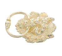 Antique Brass Lion Head Golden with Ring Pull Door Knocker | Victorian Inspired Vintage Finish, Deep Sound, Simplified Installation, Front Door and Gate Use